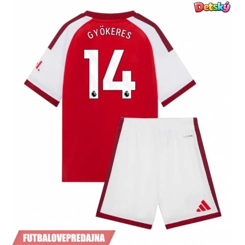 Lacne Dětský Futbalové dres Arsenal Viktor Gyokeres #14 2026-27 Krátky Rukáv - Domáci (+ trenírky)